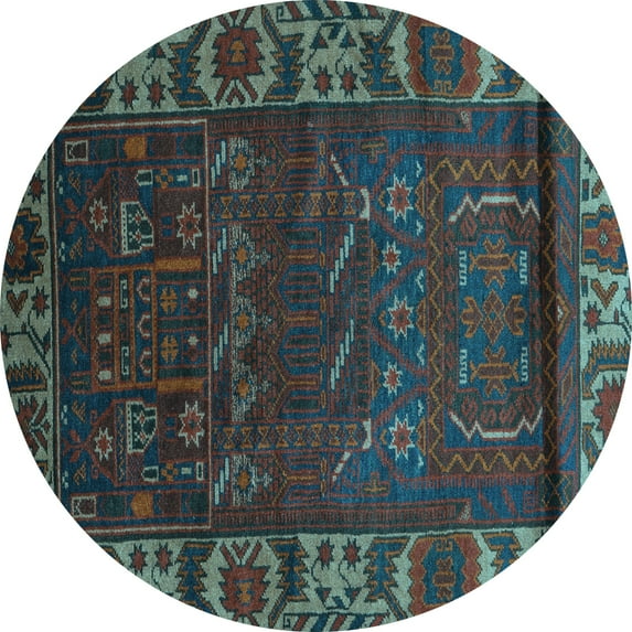 Ahgly Company Indoor Round Persian Light Blue Traditional Area Rugs, 7' Round