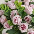 thumbnail image 5 of ZOELNIC Rose Flower Bouquet Artificial Flowers Wedding Decoration 11 Heads Silk Flowers Fake Roses Flores Home Decor Bunch, 4PACK Purple, 5 of 6