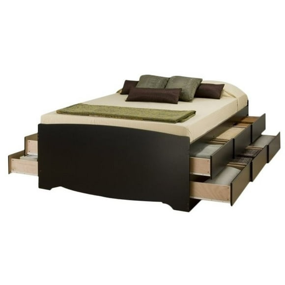 Prepac Queen Captains Platform Storage Bed in Black