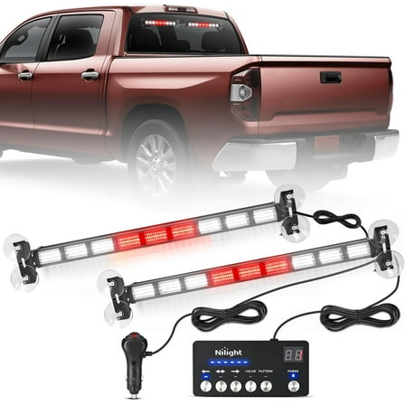 Nilight 162 LED Traffic Advisor Strobe Light Bar 2-in-1 Red White Emergency Warning Hazard Lights with Controller 4 Switchable Color 36 Flash Pattern for Trucks Cars Tow Plow