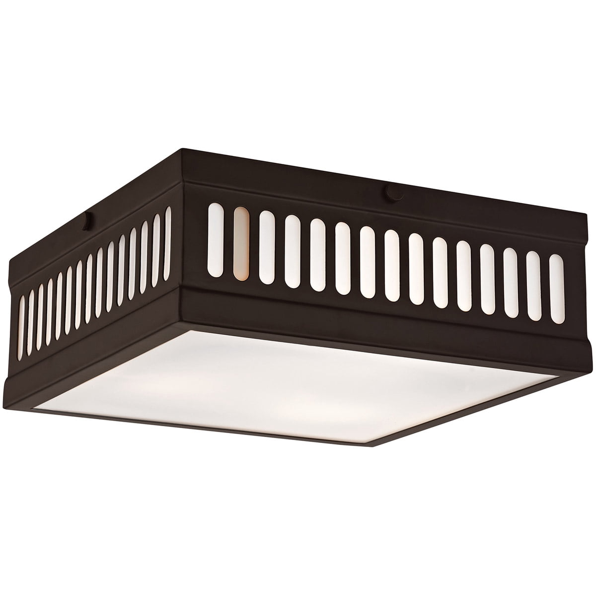 10.5 inch 3 Light Bronze Ceiling Light fixture with Hand Blown Satin Opal White Glass Shade