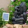thumbnail image 6 of Sunnydaze Rock Falls Rustic Gray Polyresin Solar Water Fountain, 6 of 12