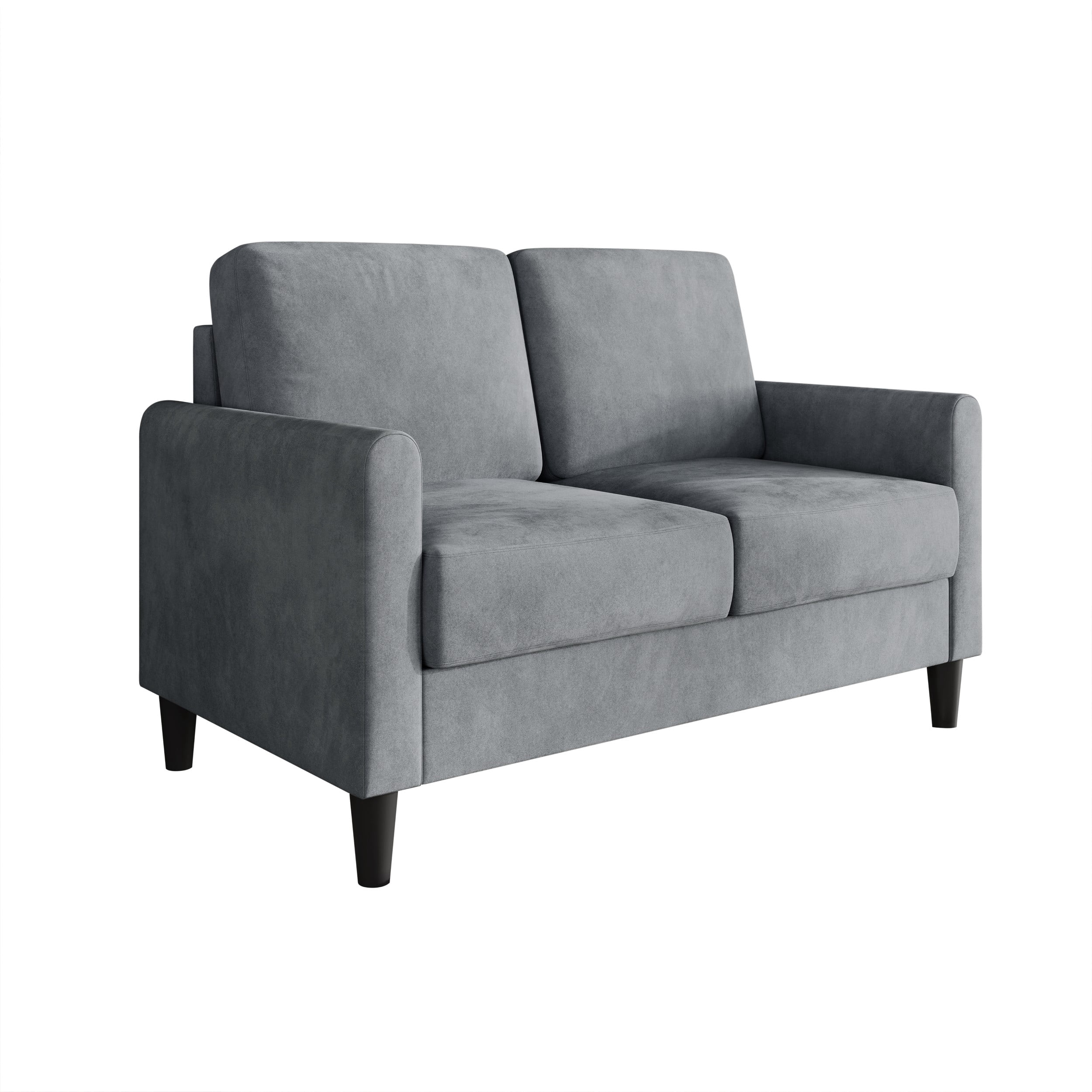 Home Design Goliad Velvet Arm Loveseat with Pocket Spring, Soft Cushions, Clean Lines Design, Gray