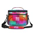 thumbnail image 2 of Pink and Red Checkered Pattern Insulated Lunch Box for Women Men, Medium Leakproof Cooler Bag with Adjustable Strap, 10"x6.7"x8", 2 of 6