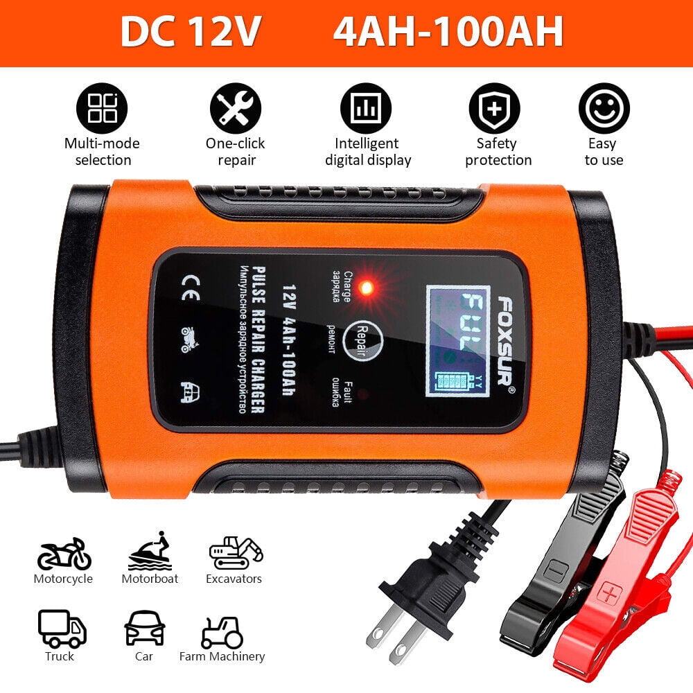 MDHAND Battery Charger 5-6-Amp, LCD 12V Car Automatic Battery Charger ...