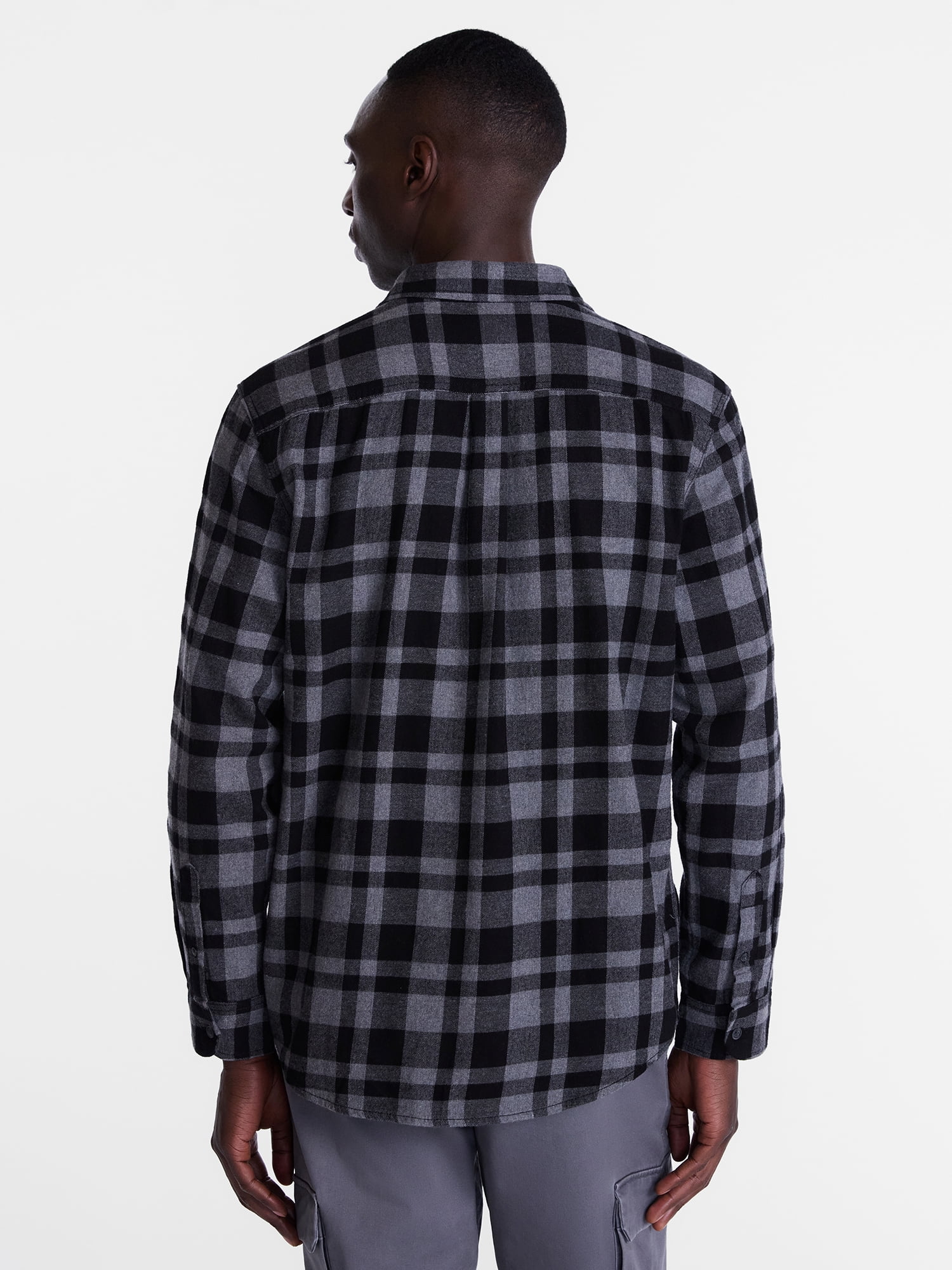 George Men's and Big Men's 100% Cotton Plaid Flannel Shirt with Long Sleeves, Sizes XS-3XL, 2XB-5XB & Tall XLT-3XLT