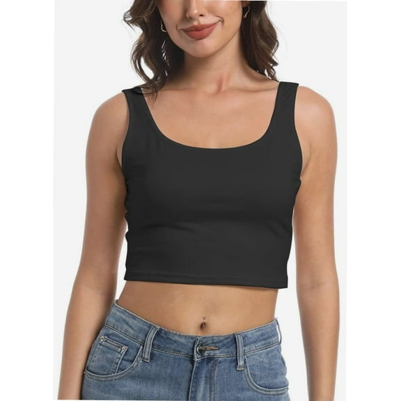 Tank Top for Women Square Neckline Sleeveless Trendy Sexy Tops Slim Fitted Summer Yoga Tops
