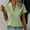 Green, variant on LADIGASUWomen's V-neck Short-sleeved Loose Shirt Top