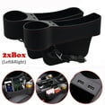 thumbnail image 2 of XUKEY 2PCS Car Seat Gap Organizer Rechargeable Dual USB  Leather Storage Box  Cup Holder, 2 of 11