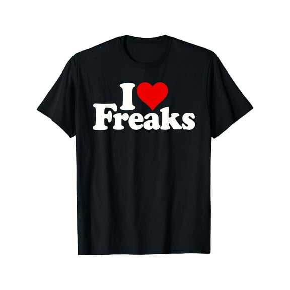 I LOVE HEART FREAKS T-Shirt220g Cotton Short Sleeve Crew Neck Graphic T-Shirt Adult Tops for Men Women