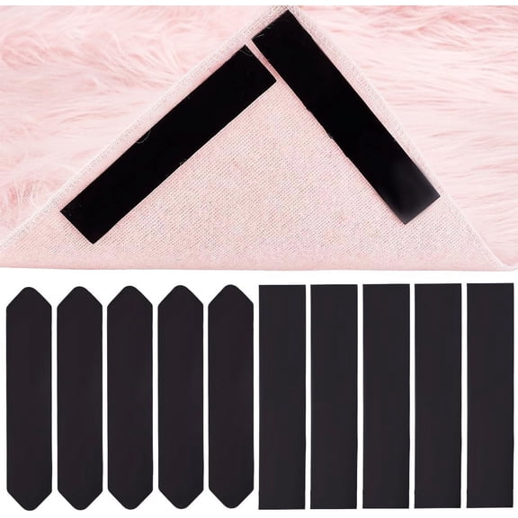 20Pcs Non Slip Rug Grippers Black Carpet Tape for Hardwood Floors and Tiles Double Sided Self Adhesive Rug Tape PU Rug Pad Rug Corner Grippers for Area Rugs Arrow & Rectangle ShapeBlack