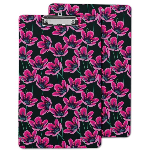 Inkdotpot Decorative Clipboard Letter Size Clipboard with Low Profile Clip,Retractable Key Hole for Hanging Paperboard for Office School w/ Free Marker & Eraser,Floral-9x15 Inch