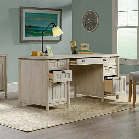 Photo 1 of ***PARTIAL SET - BOX A ONLY - CANNOT BE FULLY ASSEMBLED - SEE COMMENTS***
Sauder Costa Executive Desk, Chalked Chestnut Finish