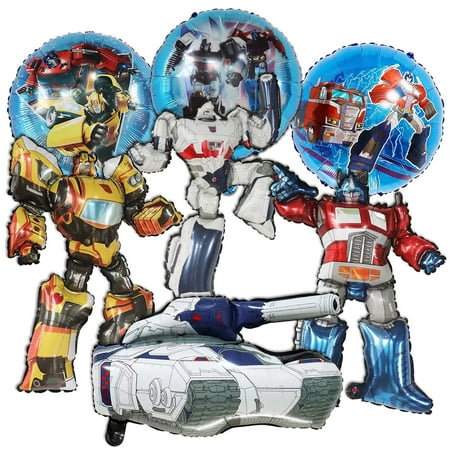 Transformers Birthday Party Supplies, 7Pack Cool Optimus Prime Megatron Bumblebee Aluminum Foil Balloons for Party Decorations