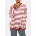 thumbnail image 3 of SUNSIOM Sweat-Shirt Rayé pour Femmes Contraste Couleur Manches Longues Col Rond Pull Décontracté Surdimensionné, 3 of 6