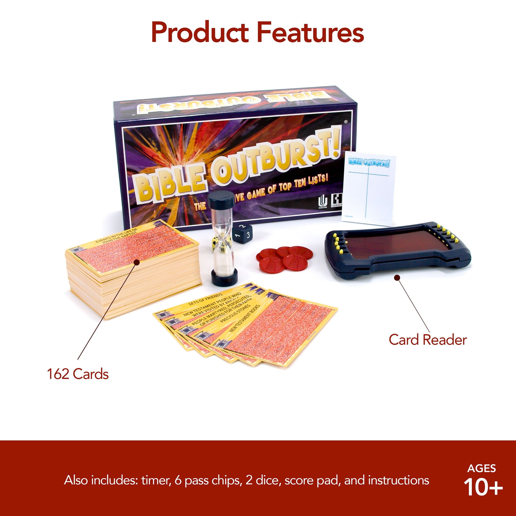 Cactus Games - Bible Outburst, the Explosive Game of Top Ten Lists, Board Game, 2+ Players, Ages 8+