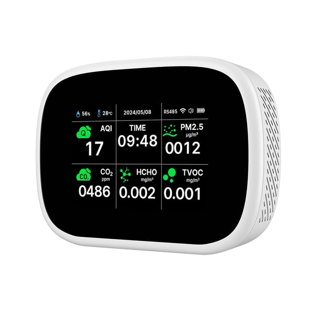 Probador de del aire Tuya WiFi 10 en 1 Detector de del aire portátil para el hogar AQI PM2.5 PM1.0 PM10 CO2 TVOC HCHO Tester Pantalla TFT Medidor de prueba de temperatura y humedad de tiempo mu