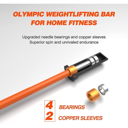 Barbell Bar, 4Ft Solid Weight Bar with Bearings, 400Lbs Capacity for Home Gym Workout