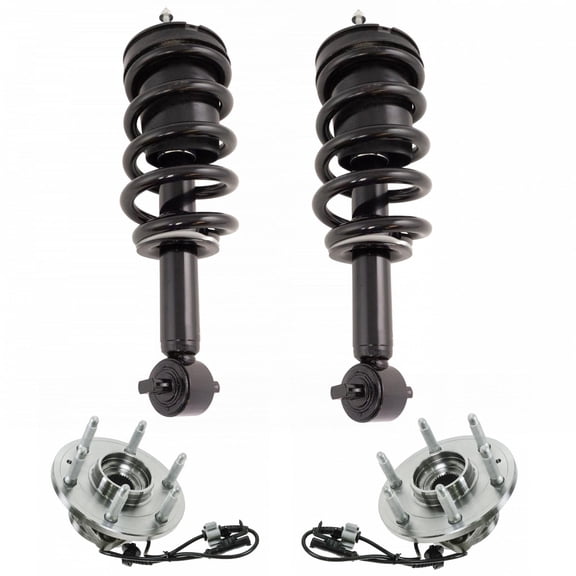 TRQ Front Complete Loaded Strut Spring Assembly Wheel Hub Bearing Drivetrain Suspension Kit 4pc Set for Avalanche Tahoe Suburban Yukon Fits select: 2007-2014 CHEVROLET TAHOE