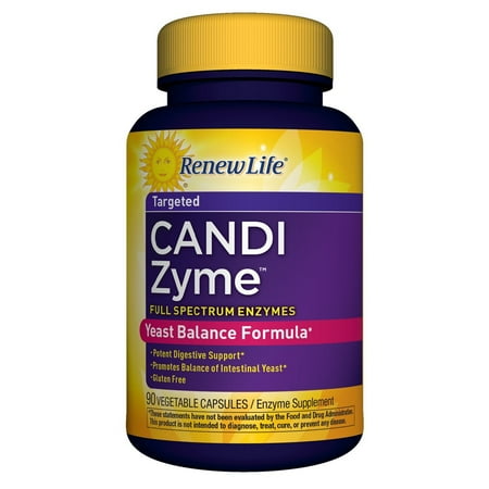 Renew Life Targeted Candi Zyme Full Spectrum Enzymes Yeast Balance Formula - 90 Vegetable Capsules | Digestive Support