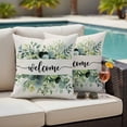 thumbnail image 5 of Outdoor Pillow Covers Welcome Eucalyptus Leaf Plant Waterproof Pillow Cases 18x18 Set of 2, Watercolor Green Leaves Throw Pillow Cover Pillowcase for Patio Balcony Couch Garden, 5 of 9