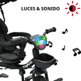 thumbnail image 2 of Triciclo Doble para Niños Asiento Giratorio Gemelar Luz Sonido Cinturón de Seguridad Llantas de Goma Apto a partir de 1 Año - Negro, 2 of 7