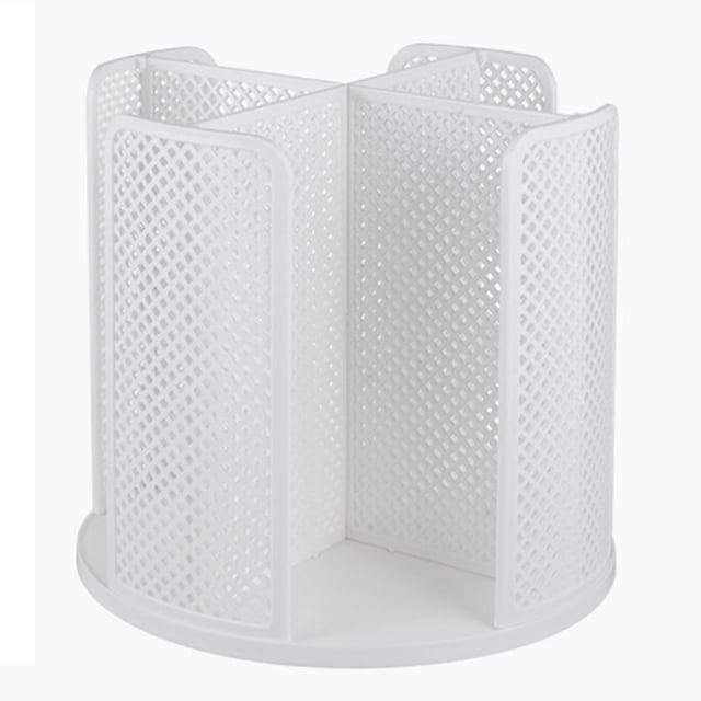 Organizador de vasos desechables con 4 compartimentos y rotación de 360 grados para cafeterías y tiendas de postres.