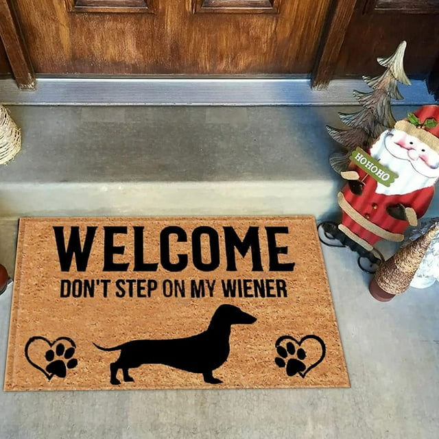 Funny Doormat Mats Crazy Dogs Don't Step On My Wiener Front
