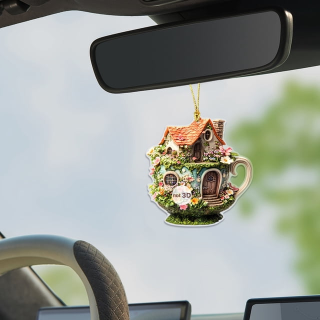 Tale Coffee Cup Cabin Key Chain Pendant Holiday Gift 2D Acrylic Pendant