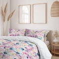 thumbnail image 2 of Ambesonne Flowers Boho Down Alternative Quilt Comforter, Meadow Hibiscus Art, King, Pale Pink Pale Azure Blue, 2 of 5