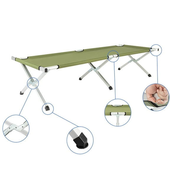 OverPatio Folding Chaise Lounge Outdoor PortableFolding Camping Bed Cot Green