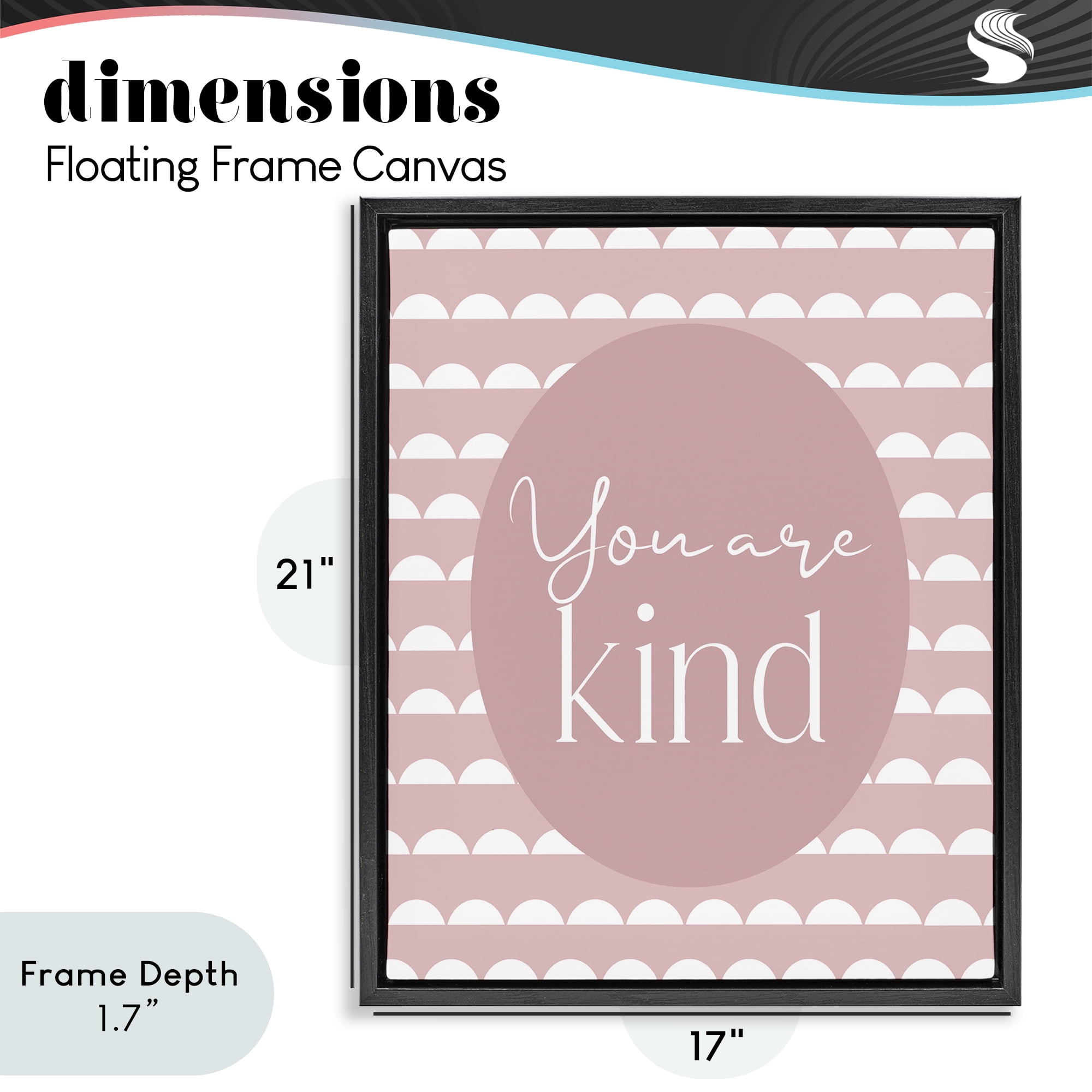Stupell Industries You Are Kind Blush Pink Black Framed Floater Canvas Wall Art, design by Christine Simpson Art