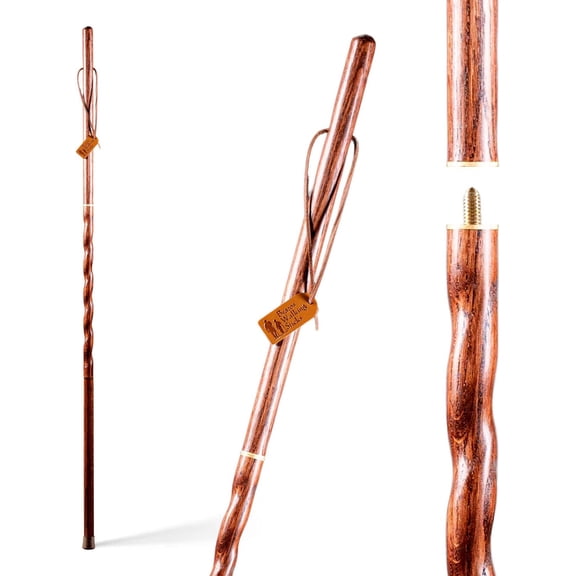 Brazos Twisted Traveler's Stick Brown Oak Wood Walking Stick 55 Inch Height