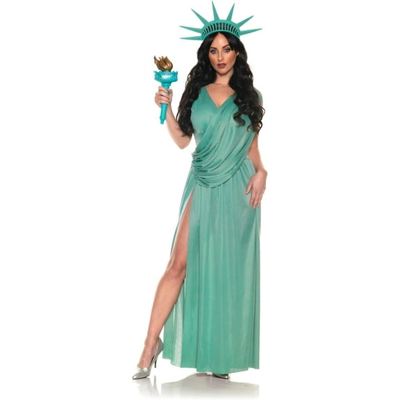 UNDERWRAPS Statue of Liberty Costume - Adult Halloween Costume for Women & Crown Headband, Independence Day Cosplay Costume, Patriotic Costume
