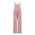 thumbnail image 4 of RPVATI Linen Baggy Overalls for Women Adjustable Straps Wide Leg Jumpsuit Lightweight Stretchy Sleeveless Maternity Overalls Pink M, 4 of 5