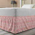 thumbnail image 1 of Vintage Bed Skirt, Ornamental Design of Swirled Floral Pattern with Dotted Lines on Coral Backdrop, Elastic Bedskirt Dust Ruffle Wrap Around for Bedding Decor, 4 Sizes, Coral White, by Ambesonne, 1 of 2