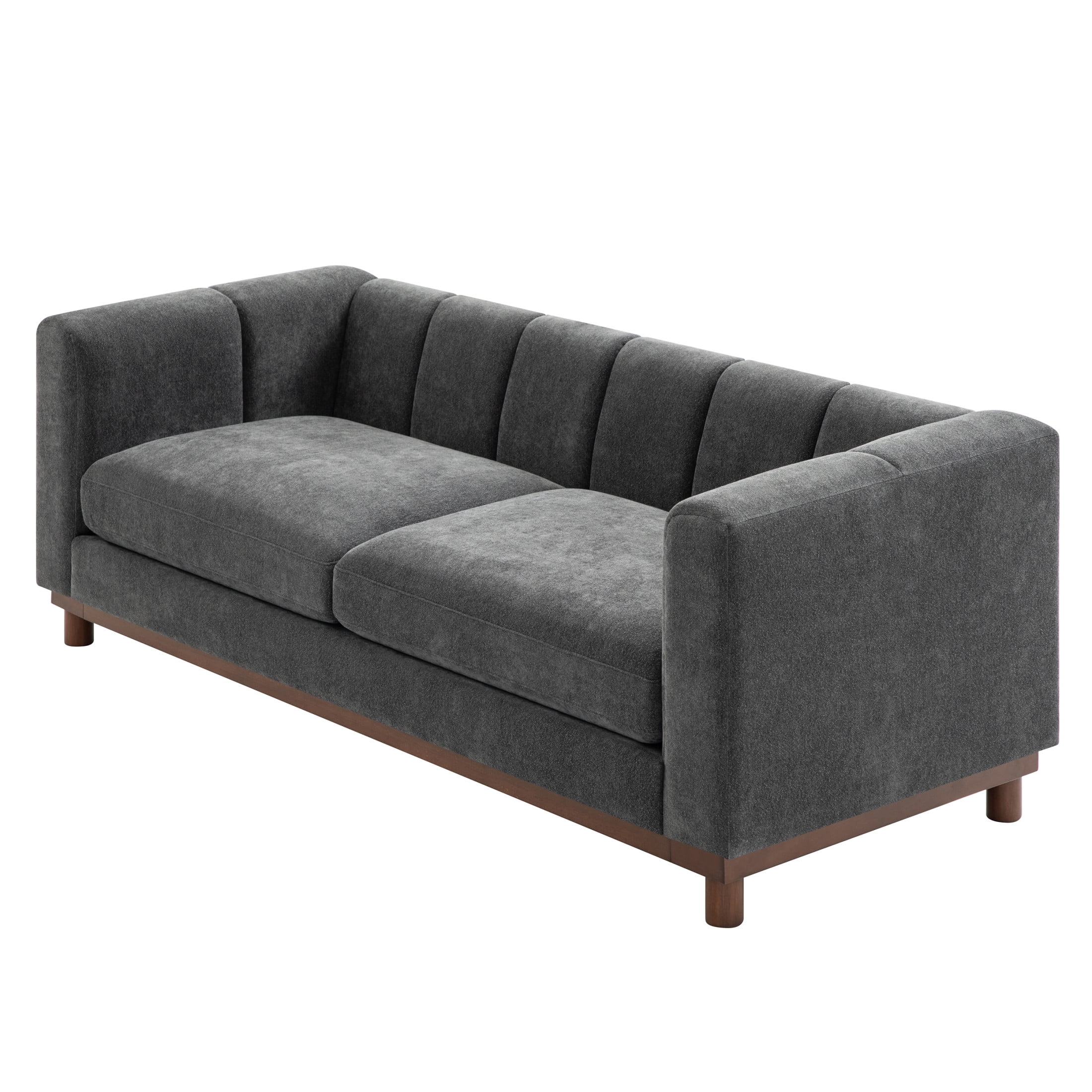 Christopher Knight Home 78.7" Chenille Loveseat Sofa, Modern Upholstered Couch with Square Arms, Dark Gray