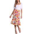 thumbnail image 2 of Faldas Midi Peasant de Mujer INSPIRE CHIC con Cintura Elástica A-Line y Estampado Floral Abstracto L, 2 of 6