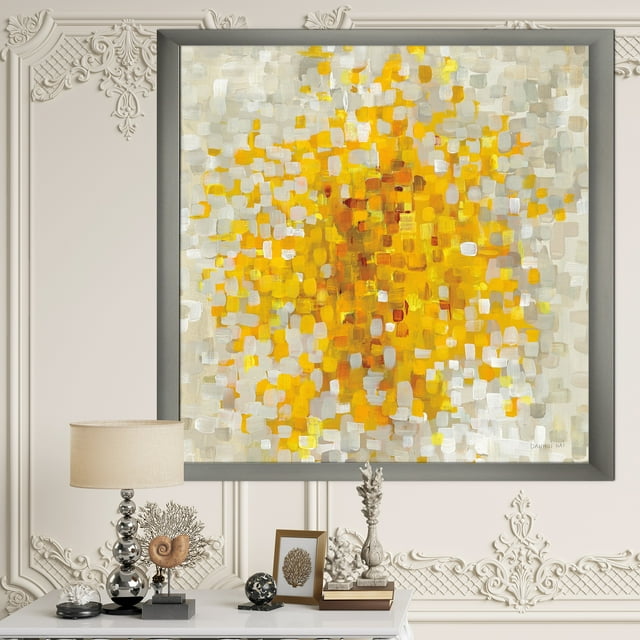 Design Art Designart Inc. FDP30416-12-20-SL 'Glam Yellow Explosion Blocks' Moderne & Transitionnel Encadrée Impression d'Art - 12x20