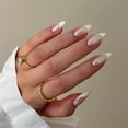 thumbnail image 3 of Uñas postizas MACHAO Uñas de almendra Punta francesa cromo blanco Mediano tono nude, 3 of 5