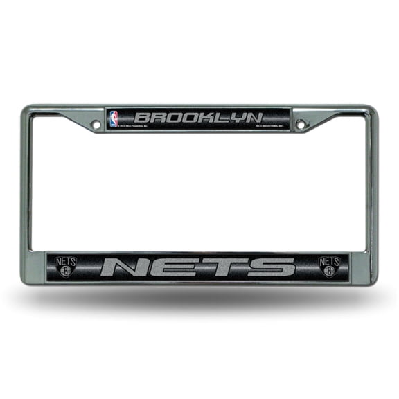 Brooklyn Basketball Nets Standard Size Chrome License Plate Frame - It Sparkles! - Let's Go!