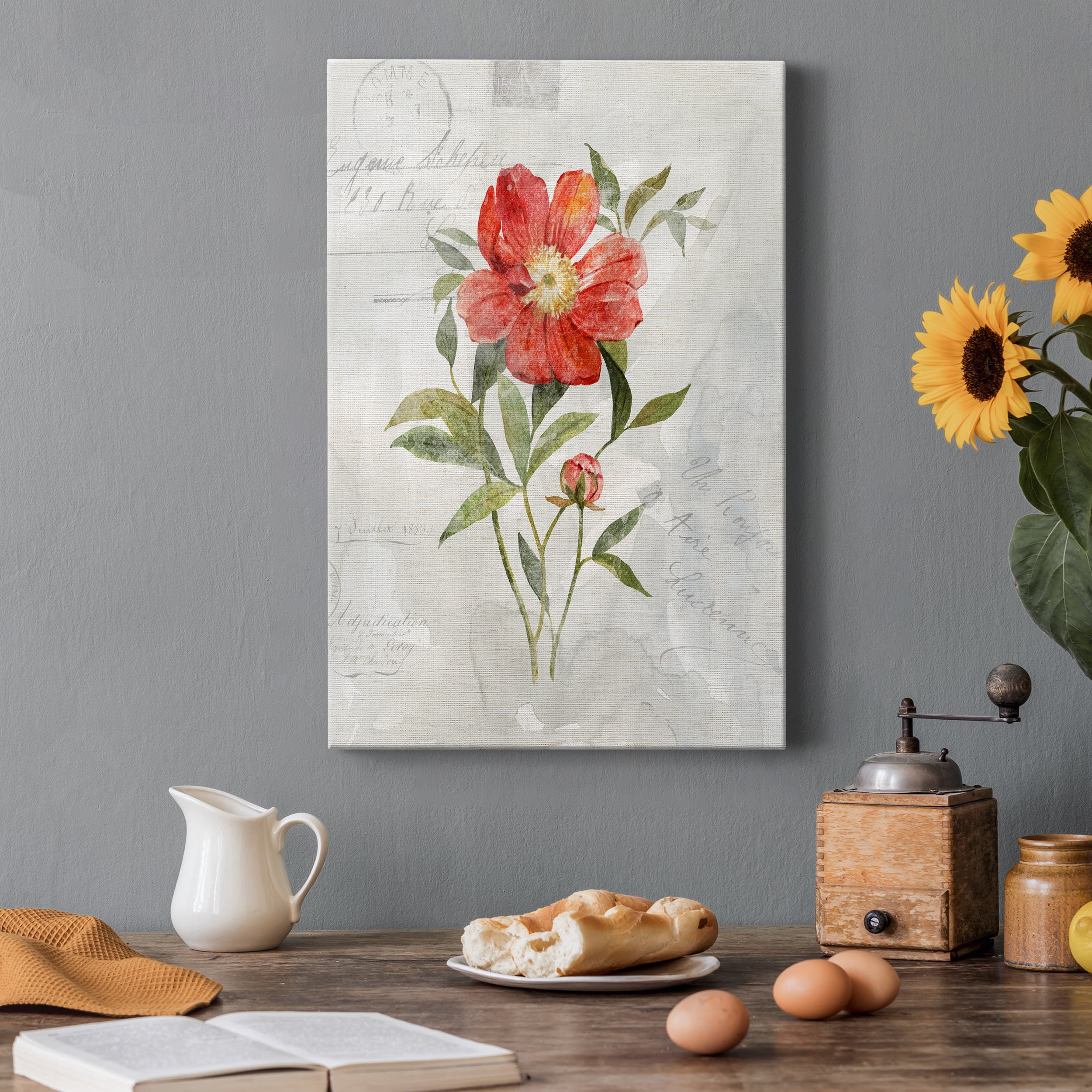 Linen Peony Premium Gallery Wrapped Canvas - Ready to Hang - 12 x 18