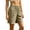 A346-Khaki, variant on Sokhug Womens Casual Shorts Cotton Elastic Waist Casual Summer Shorts with Decorative Button Patch Pockets