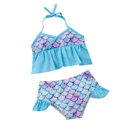 

IROINNID Toddler Girls Split Print Beach Two-Piece Swimwear Sets