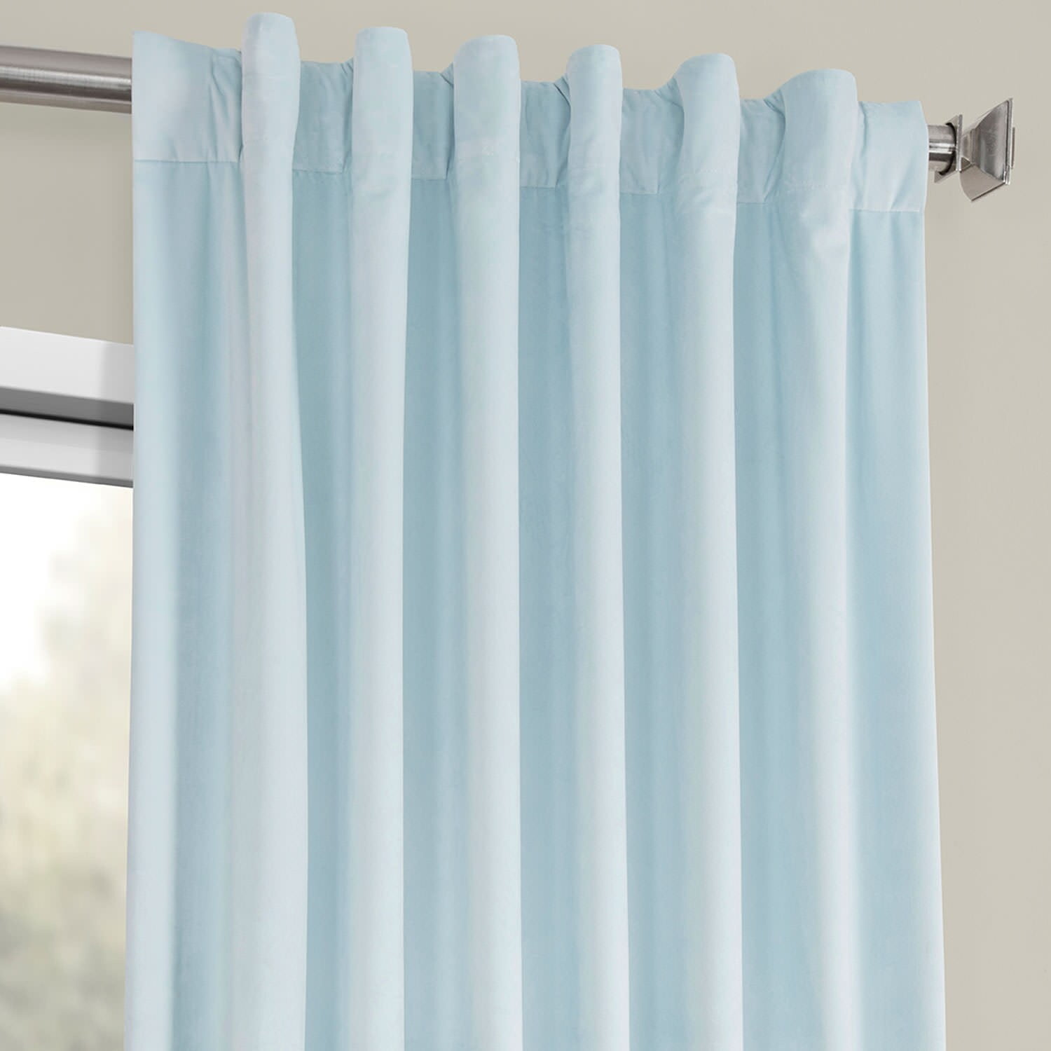 Half Price Drapes Aquarius Blue Heritage Plush Velvet Room Darkening Curtains (1 Panel), 50W X 120L