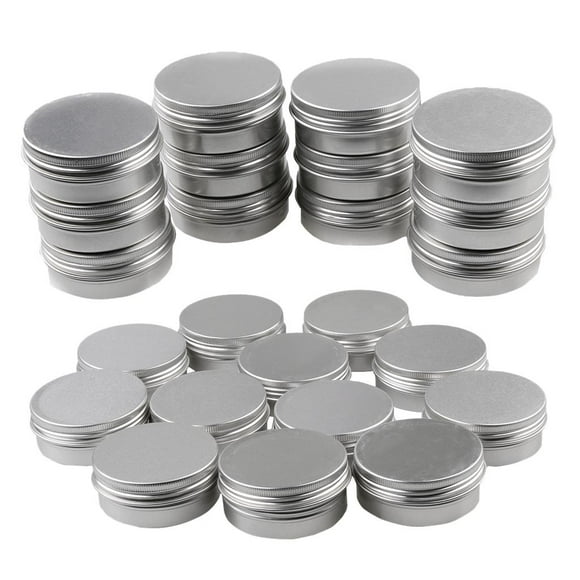 24 frascos de aluminio, de metal para muestras de cosméticos, contenedor vacío , tapa forma forma forma con rosca, pequeña para , Salvador  Tarros redondos de aluminio para maquillaje