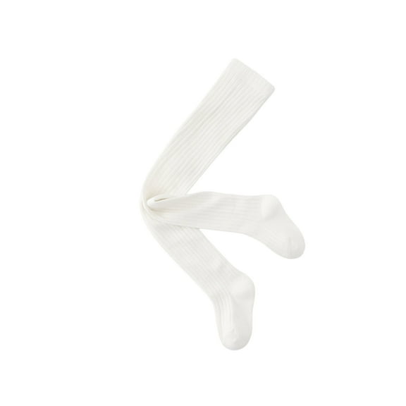 SwiftWear White Girls Cotton Tights Solid Color Cable Knit Toddler Footed Leggings Baby Girl's Spring Fall Tights 1-10 Years