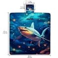 thumbnail image 2 of Shark Canvas Beach Blanket Picnic Mat, Waterproof Outdoor Camping Rug for Sand Proof, with Carry Bag for Travel, Beach, Park - Blue Stripe Pattern - 200 Characters, 2 of 6