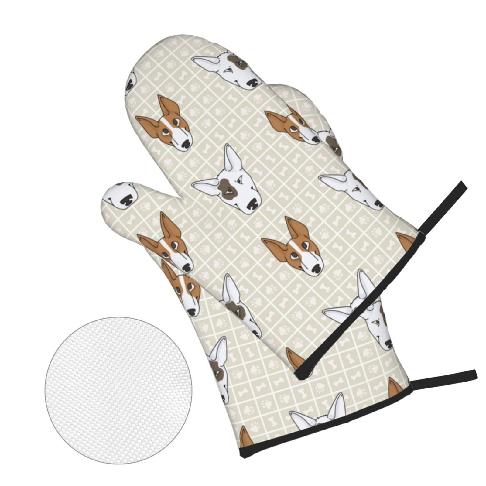 Cute Bull Terrier Puppy And Dog Face 4Pcs Oven Mitts and Pot Holders Sets Oven Kitchen Gloves Hot Pads for Cooking BBQ Baking Grilling