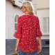 thumbnail image 3 of Blusa Uhiger de chifón floral rojo con mangas 3/4 y cuello en V XXXL para mujer, 3 of 6